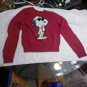 Peanuts Joe Cool Boys Red Knit Sweater Small